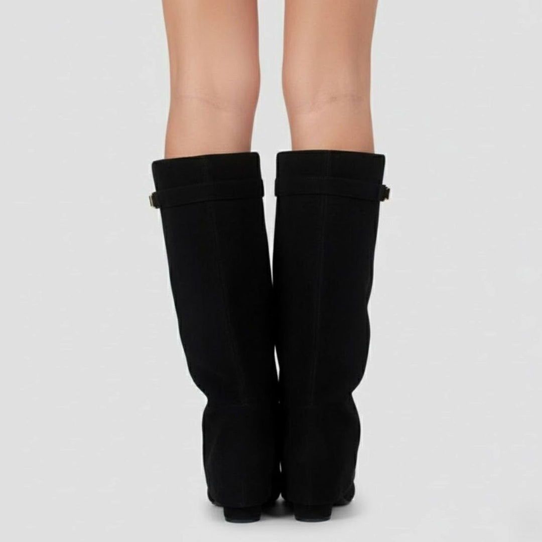 Lana | Women's Over-the-Knee Suede Boots with Buckle and Pointed Block Heel