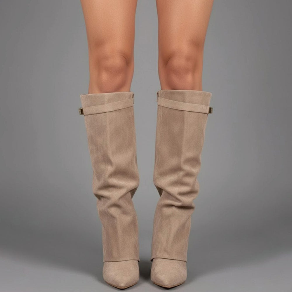 Lana | Women's Over-the-Knee Suede Boots with Buckle and Pointed Block Heel