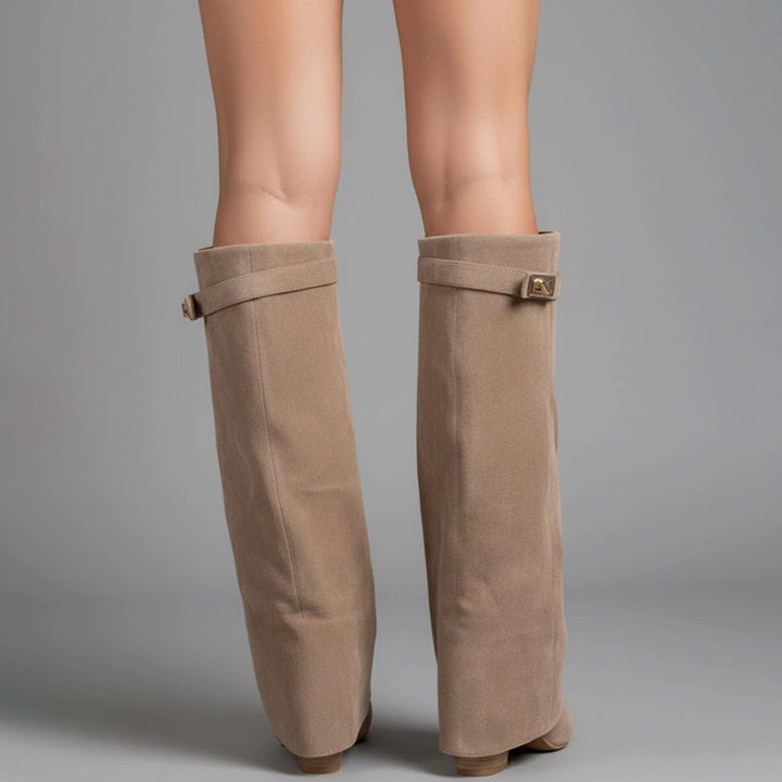 Lana | Women's Over-the-Knee Suede Boots with Buckle and Pointed Block Heel
