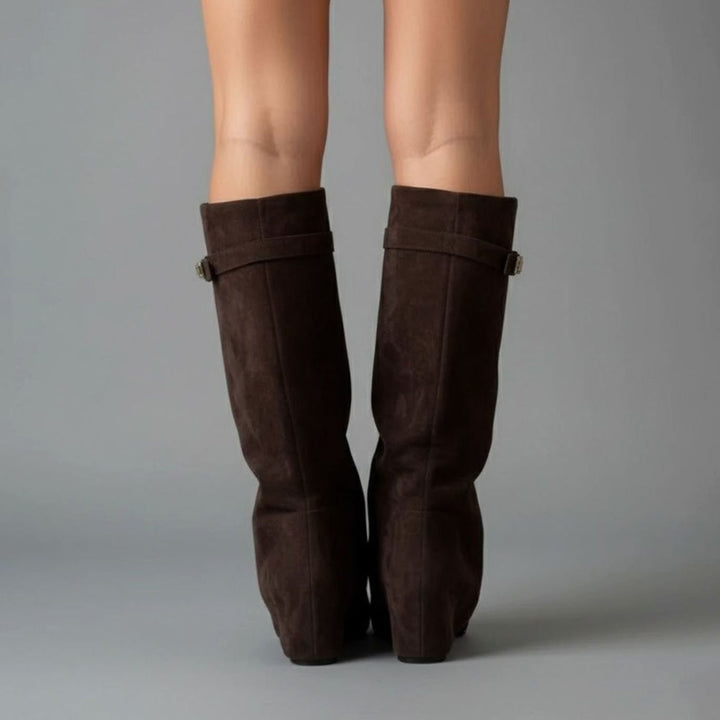 Lana | Women's Over-the-Knee Suede Boots with Buckle and Pointed Block Heel