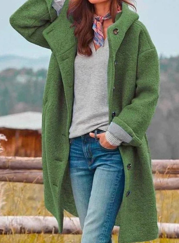 Laurel | Women's Soft Wool Winter Coat with Hood and Buttons