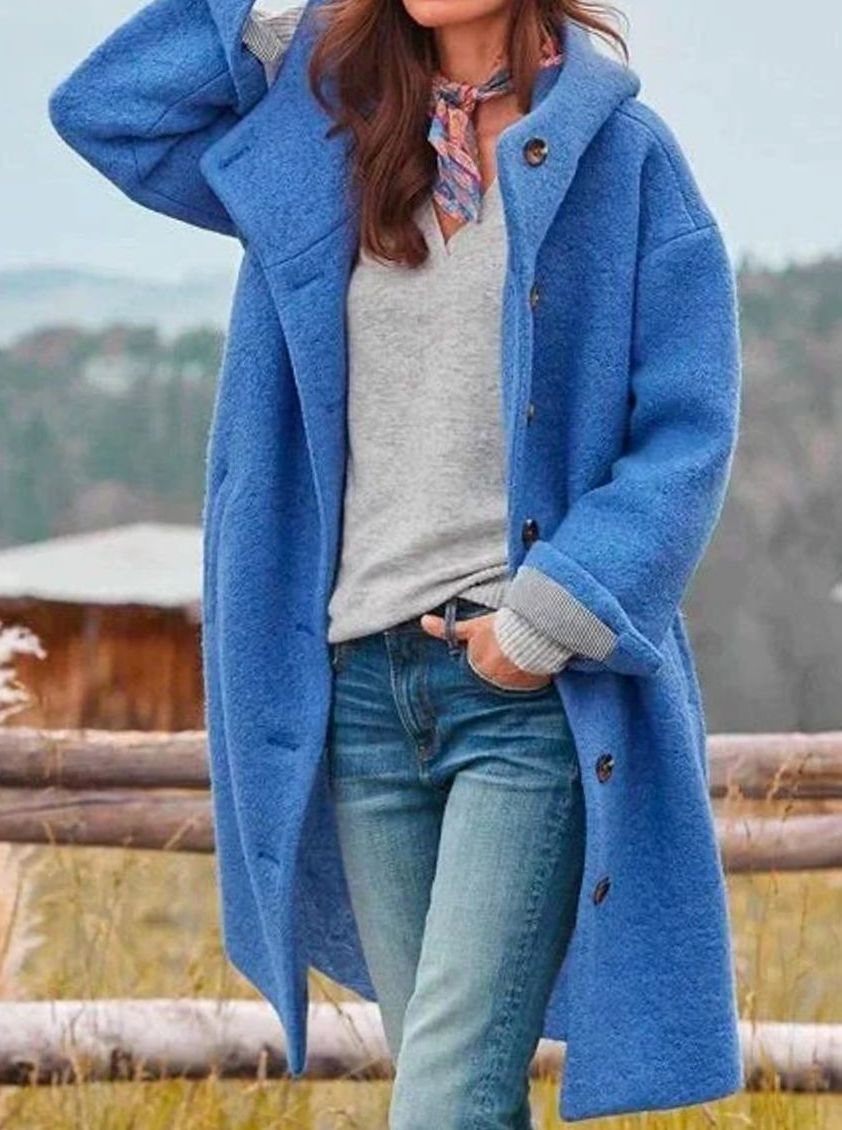Laurel | Women's Soft Wool Winter Coat with Hood and Buttons