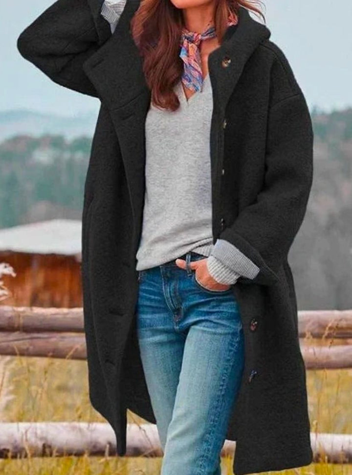 Laurel | Women's Soft Wool Winter Coat with Hood and Buttons