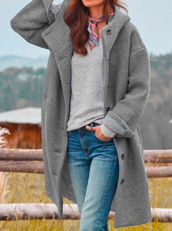 Laurel | Women's Soft Wool Winter Coat with Hood and Buttons