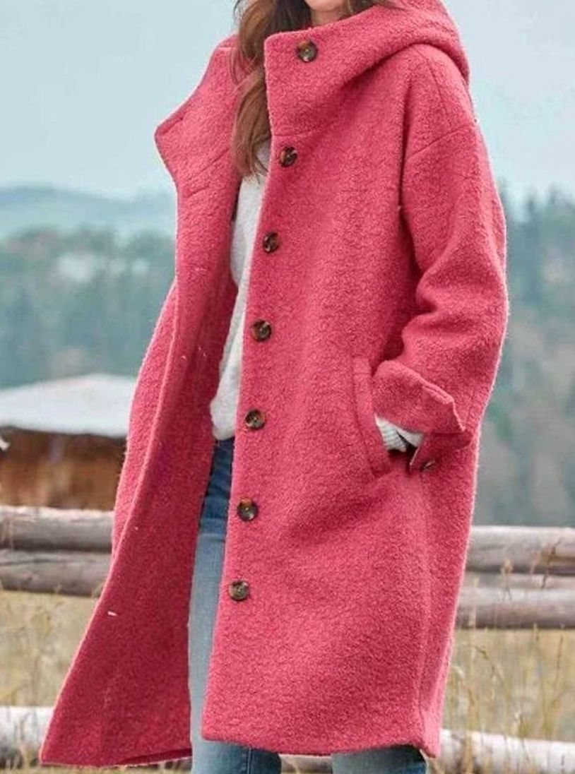 Laurel | Women's Soft Wool Winter Coat with Hood and Buttons