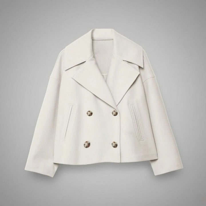 Leona | Women's Elegant Double-Breasted Oversized Short Wool Coat