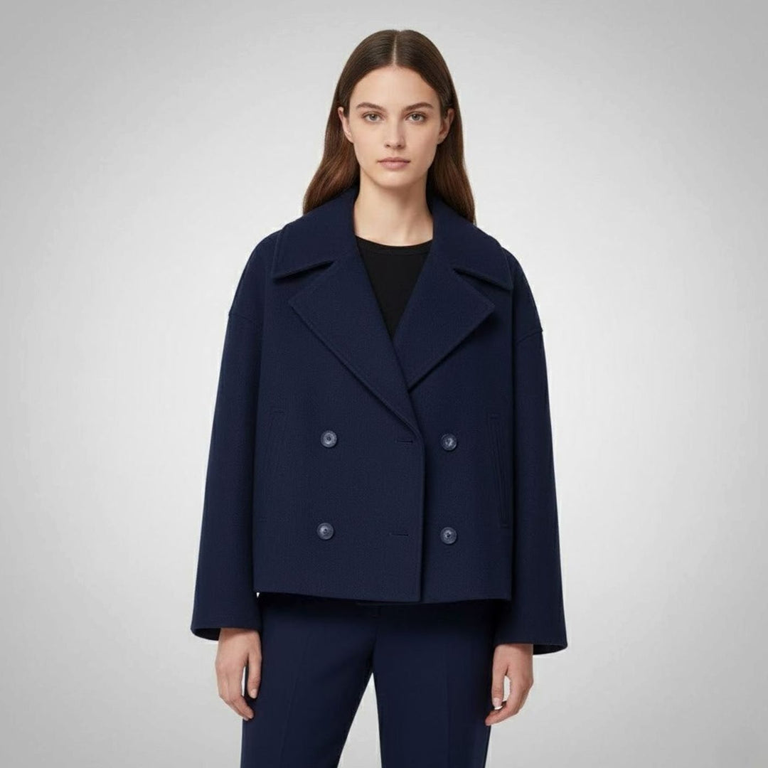 Leona | Women's Elegant Double-Breasted Oversized Short Wool Coat