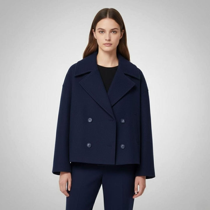 Leona | Women's Elegant Double-Breasted Oversized Short Wool Coat