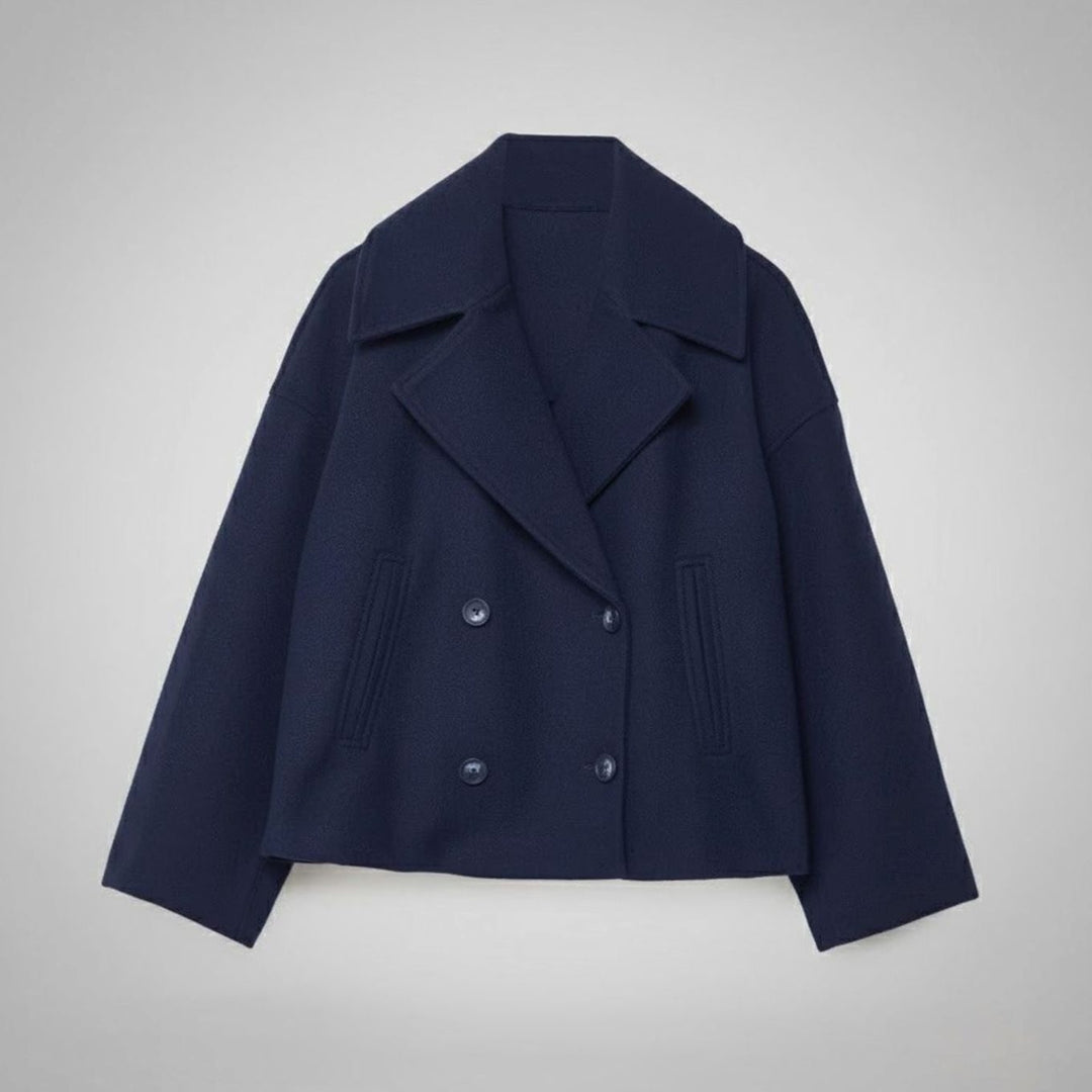 Leona | Women's Elegant Double-Breasted Oversized Short Wool Coat