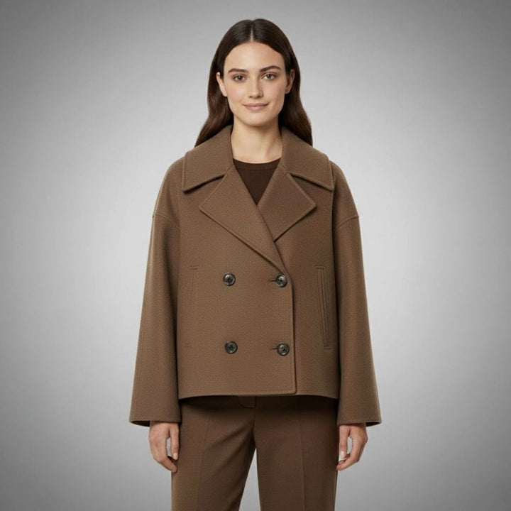 Leona | Women's Elegant Double-Breasted Oversized Short Wool Coat