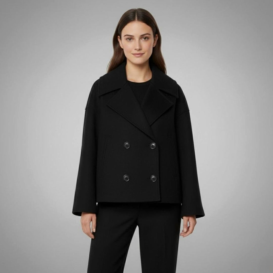 Leona | Women's Elegant Double-Breasted Oversized Short Wool Coat