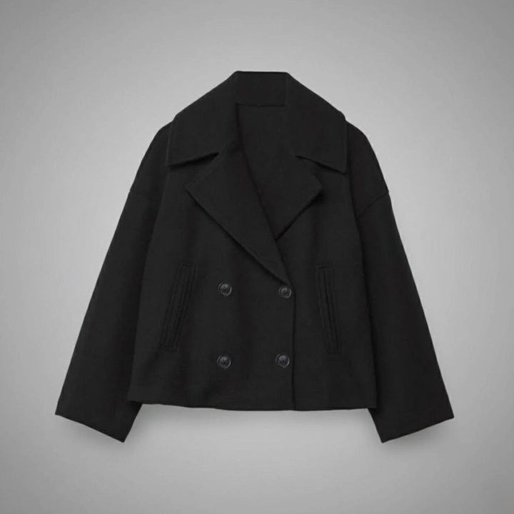 Leona | Women's Elegant Double-Breasted Oversized Short Wool Coat