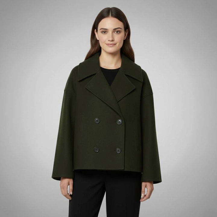 Leona | Women's Elegant Double-Breasted Oversized Short Wool Coat