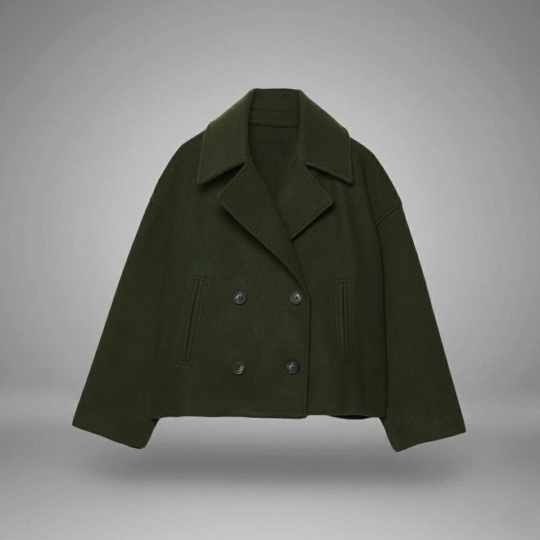 Leona | Women's Elegant Double-Breasted Oversized Short Wool Coat