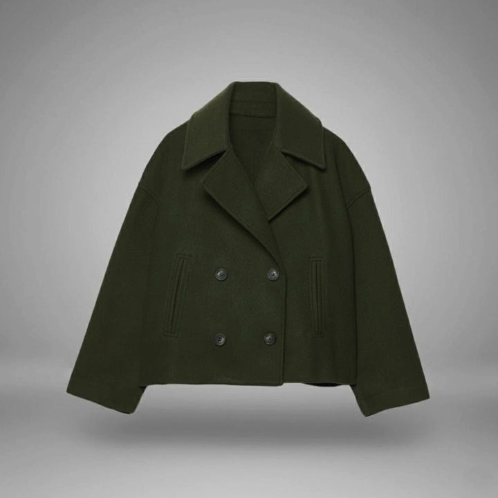 Leona | Women's Elegant Double-Breasted Oversized Short Wool Coat