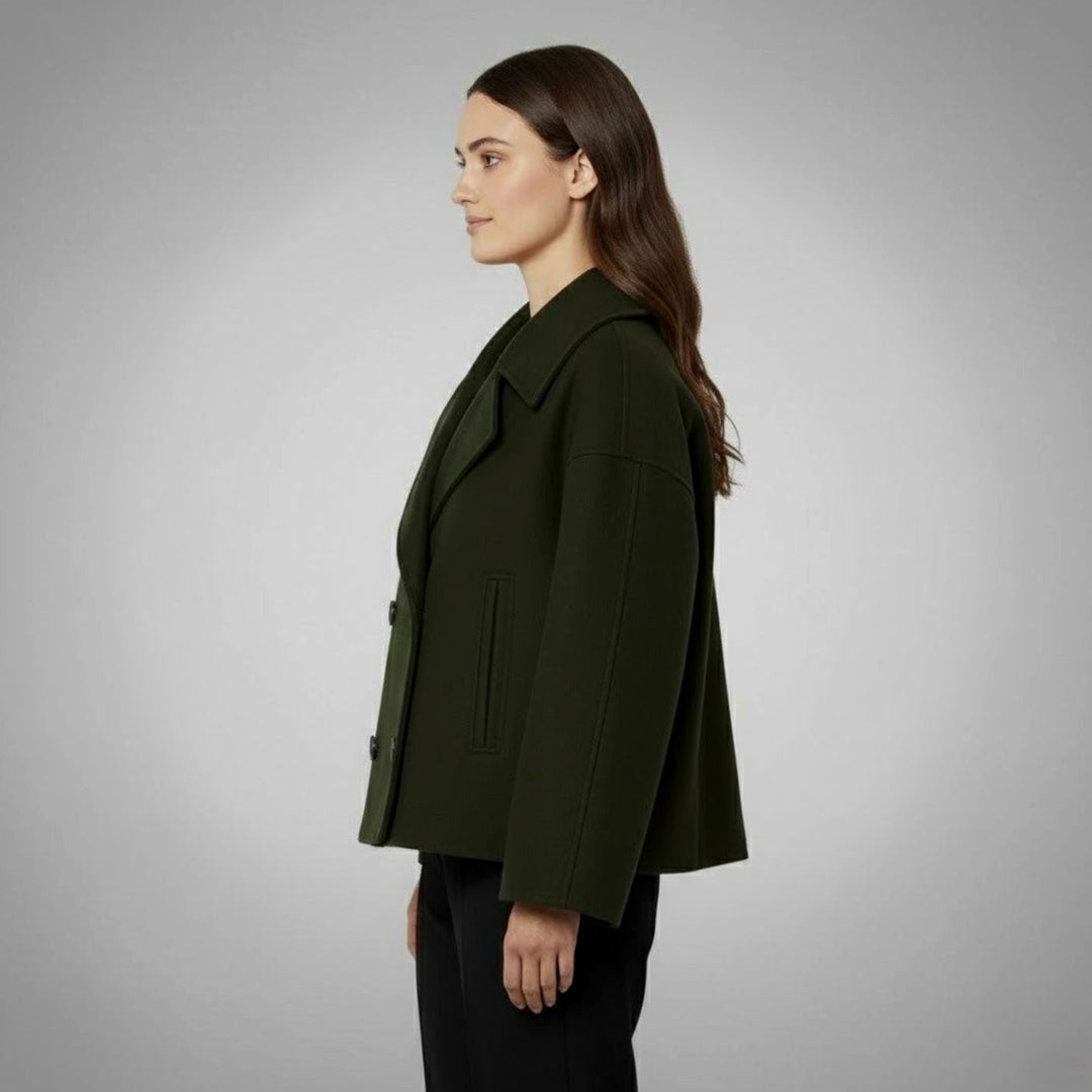 Leona | Women's Elegant Double-Breasted Oversized Short Wool Coat