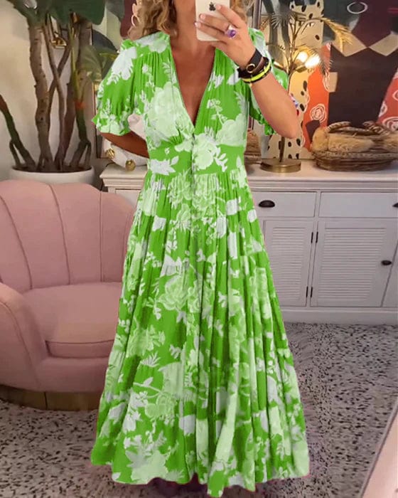 Women's Dress | Smocked Waist Maxi Floral Print