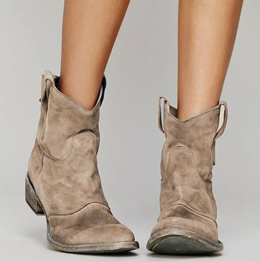 Lucy | Women's Suede Western Boots with Low Heel