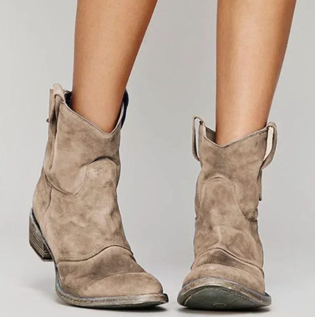Lucy | Women's Suede Western Boots with Low Heel