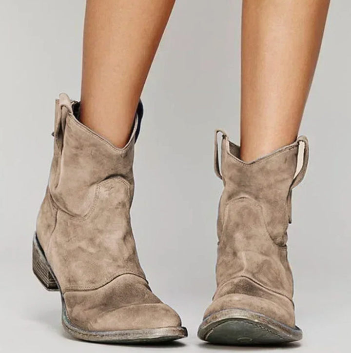 Lucy | Women's Suede Western Boots with Low Heel