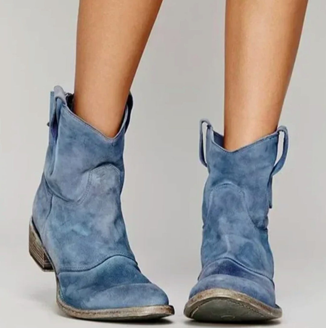Lucy | Women's Suede Western Boots with Low Heel