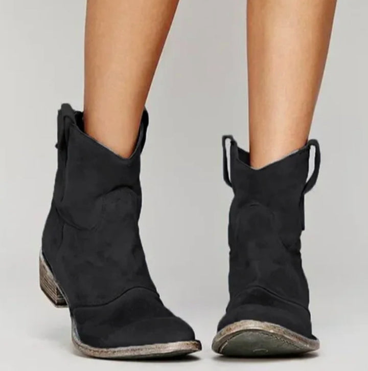Lucy | Women's Suede Western Boots with Low Heel