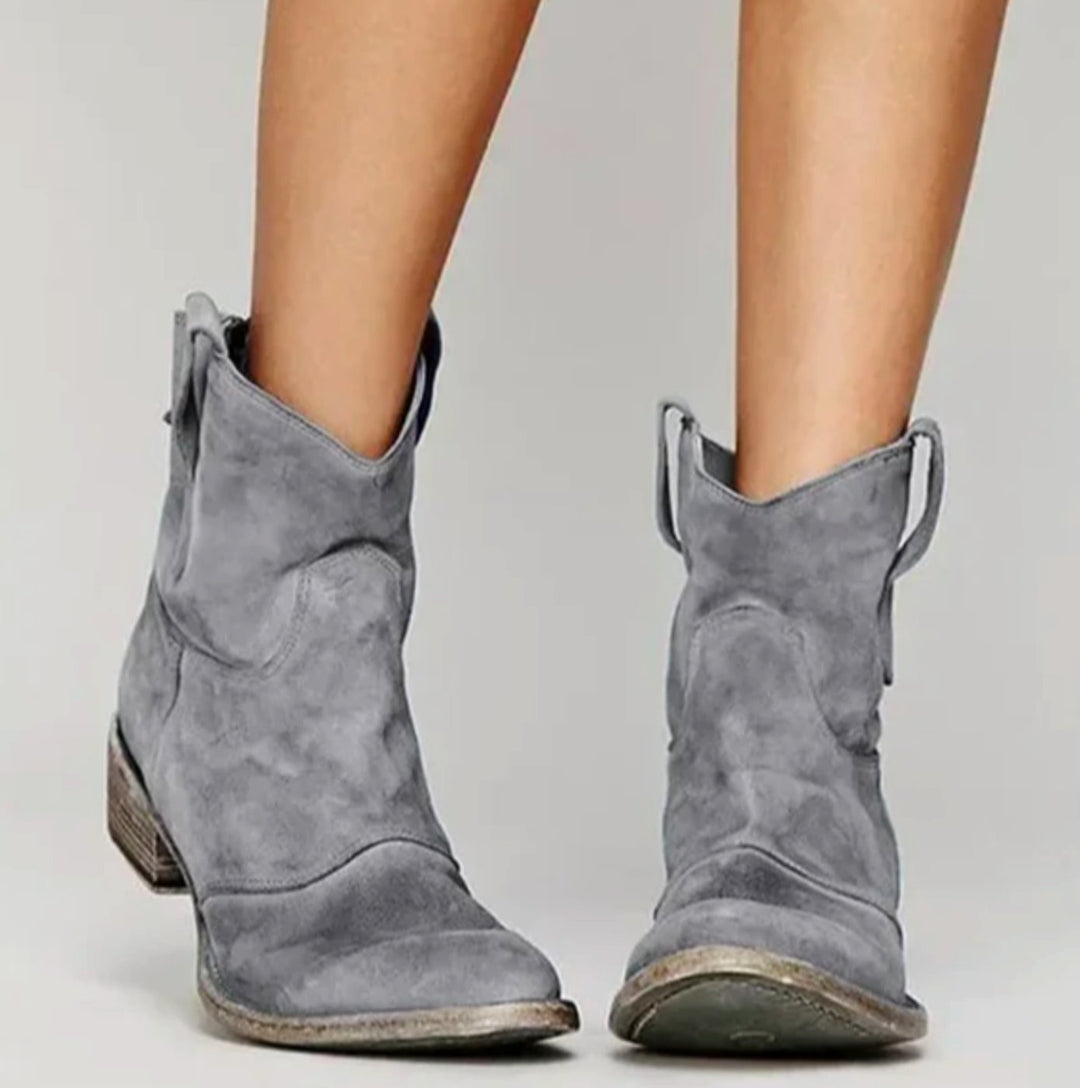 Lucy | Women's Suede Western Boots with Low Heel