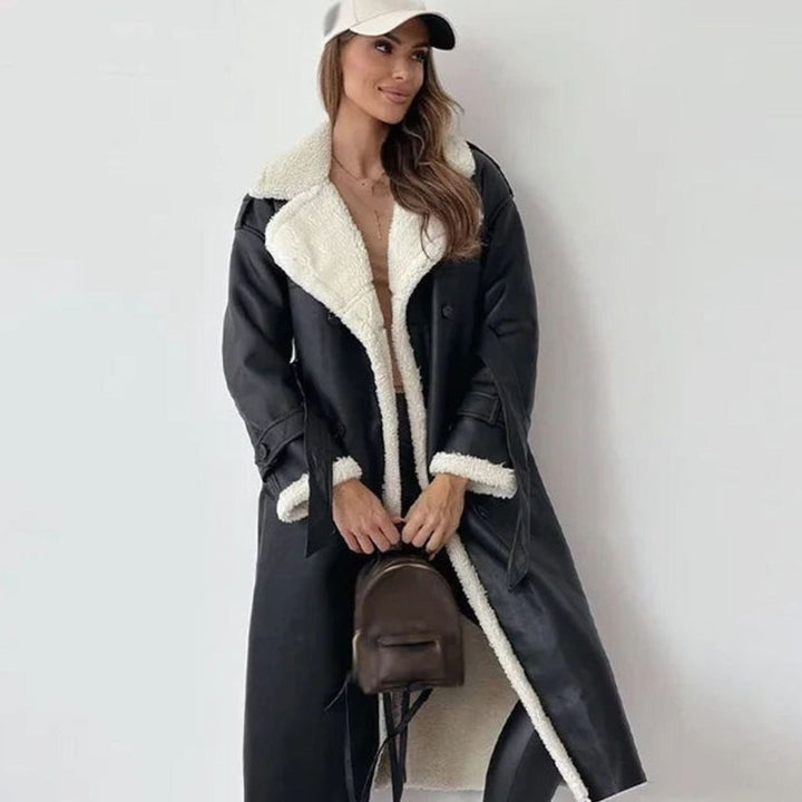 Marilyn | Women's Long Double-Breasted Faux Shearling Winter Coat