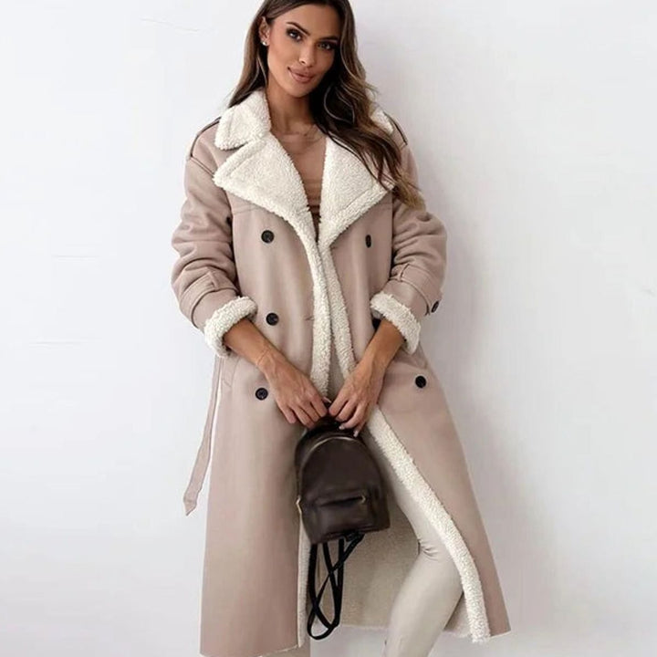 Marilyn | Women's Long Double-Breasted Faux Shearling Winter Coat