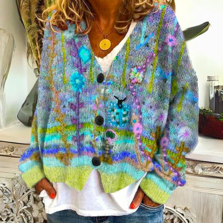 Marissa | Women's Colorful Bohemian Buttoned Knit Cardigan