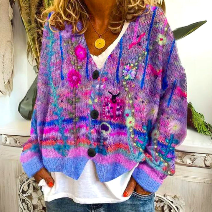 Marissa | Women's Colorful Bohemian Buttoned Knit Cardigan