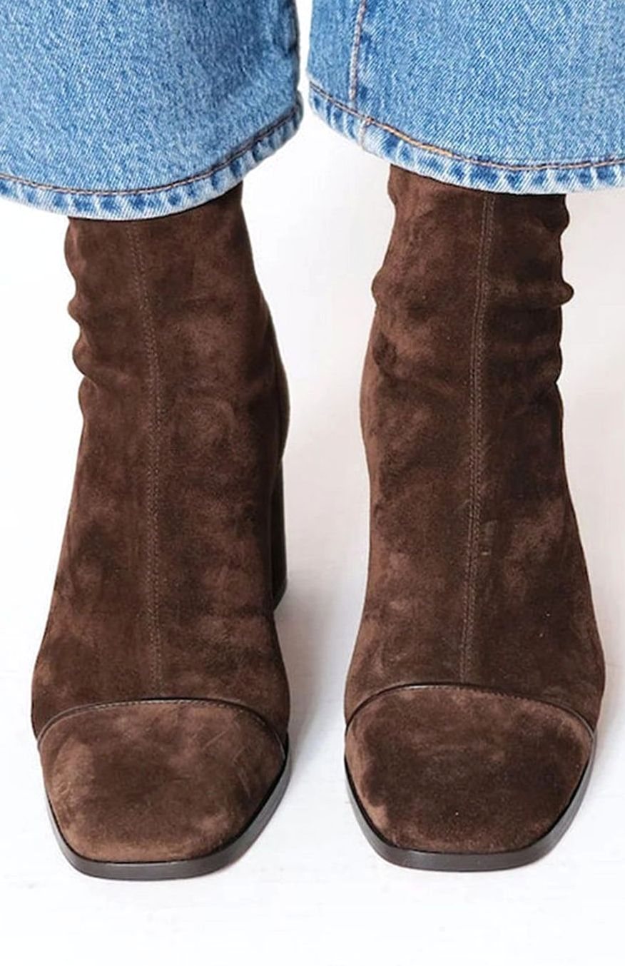 Martha | Women's Suede-Look Ankle Boots with Block Heel for Winter