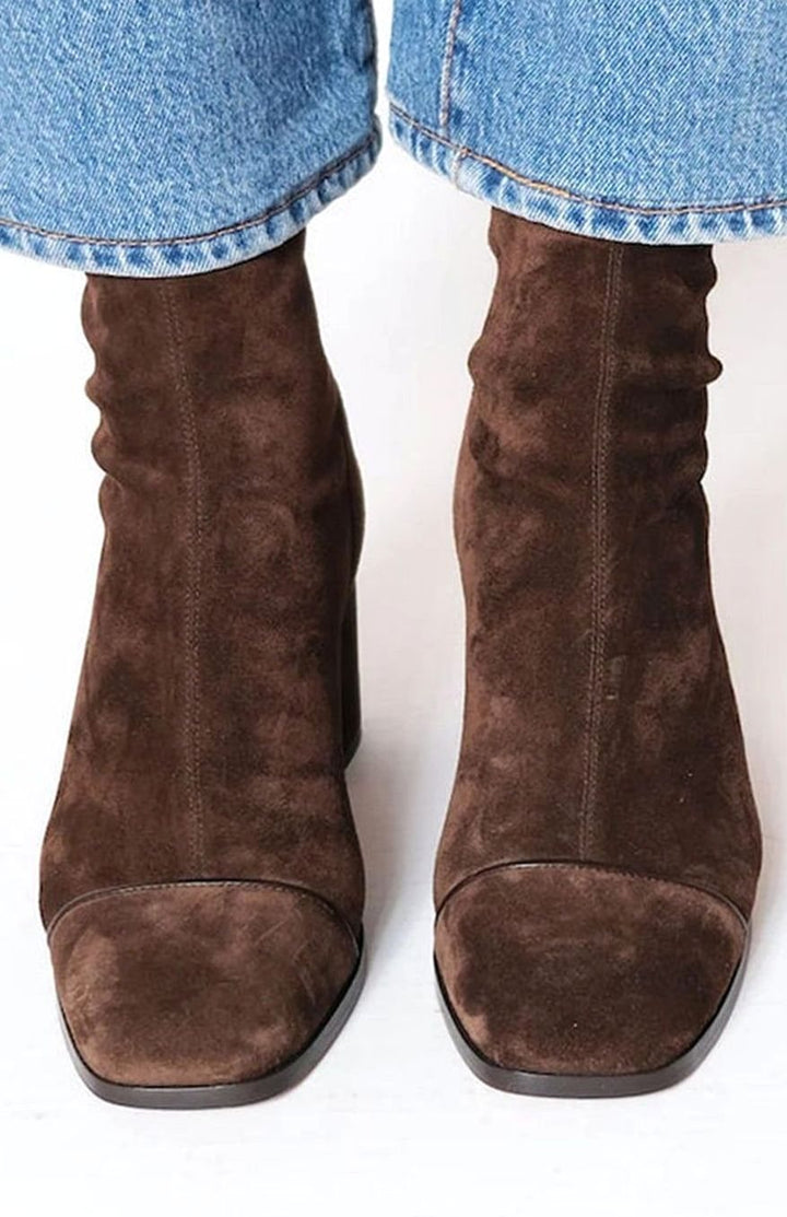 Martha | Women's Suede-Look Ankle Boots with Block Heel for Winter