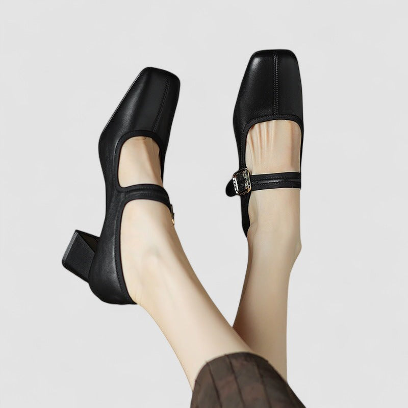 Block Heels For Women | Closed Toe Strap Detail
