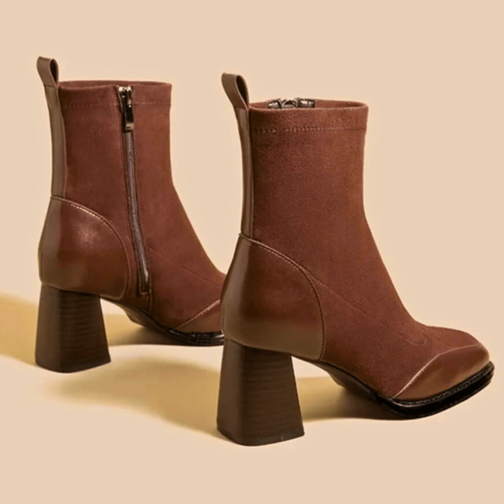 Boots For Women | Block Heel Ankle Boot With Side Zip