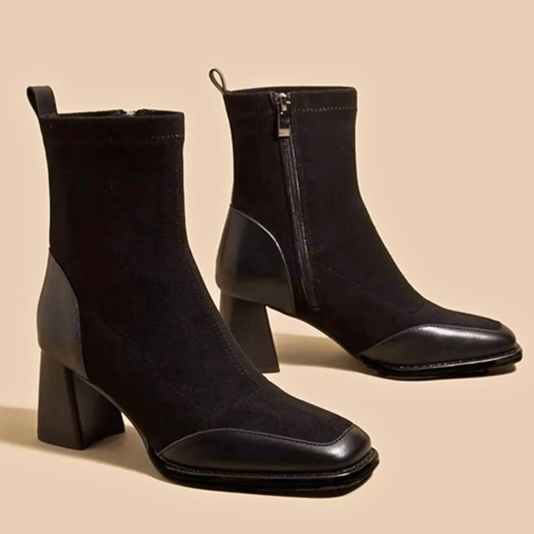 Boots For Women | Block Heel Ankle Boot With Side Zip