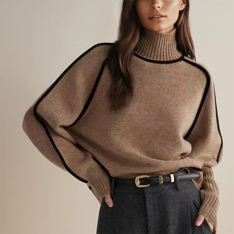 Women’s Sweater | High Neck Contrast Trim