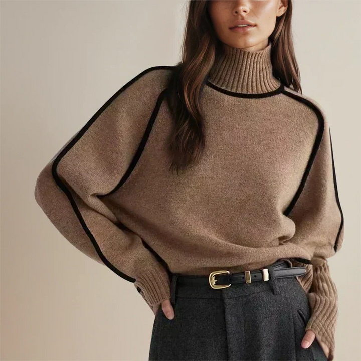 Women’s Sweater | High Neck Contrast Trim