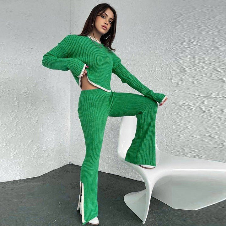 Women's Outfit Set | Cropped Top Flared Pants