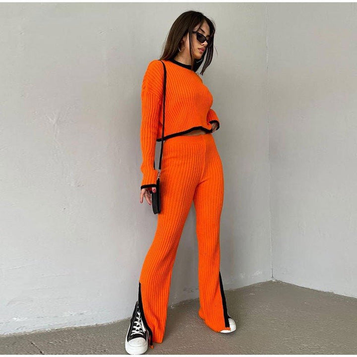 Women's Outfit Set | Cropped Top Flared Pants
