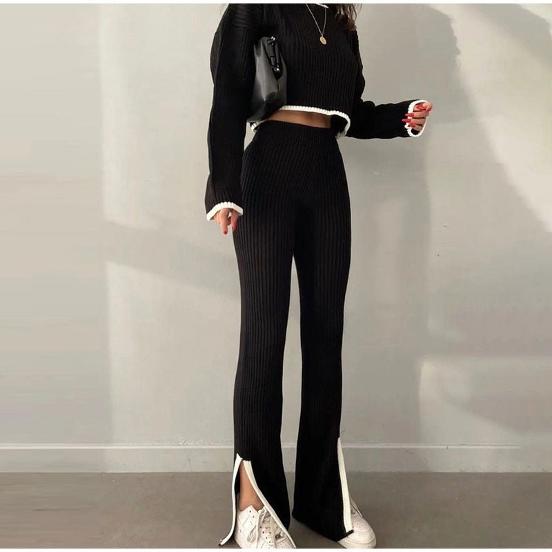 Women's Outfit Set | Cropped Top Flared Pants