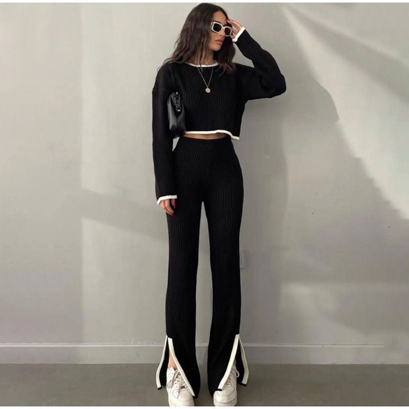Women's Outfit Set | Cropped Top Flared Pants