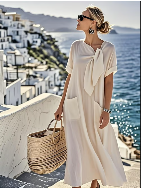 Women's Dress | Tie Neck Feature Maxi