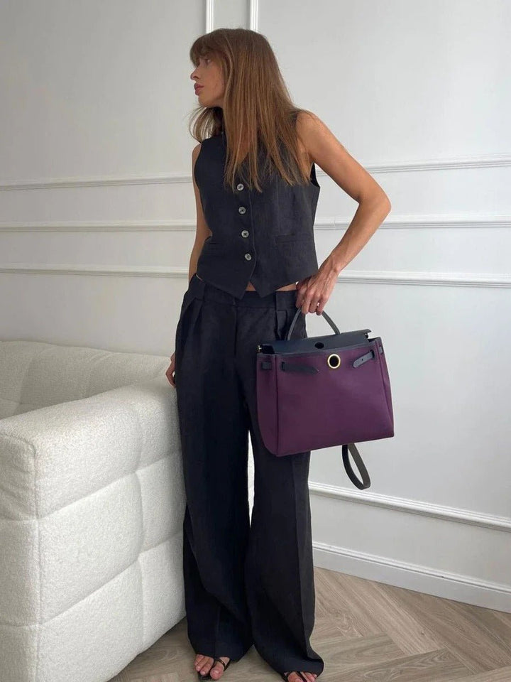 Women's Two-Piece Set | Sleeveless Vest Wide Leg Pants