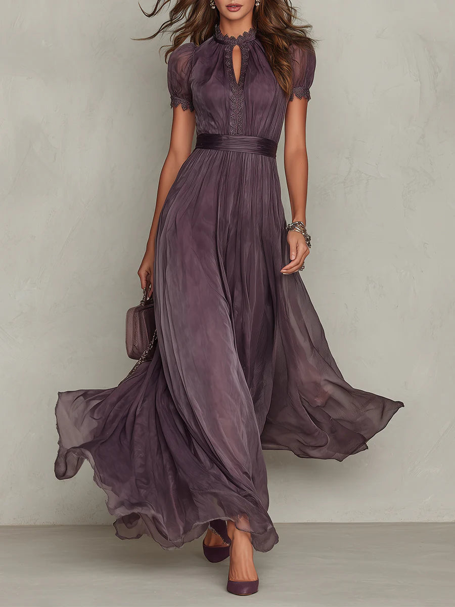 Women's Maxi Sundress | Keyhole Short Sleeve
