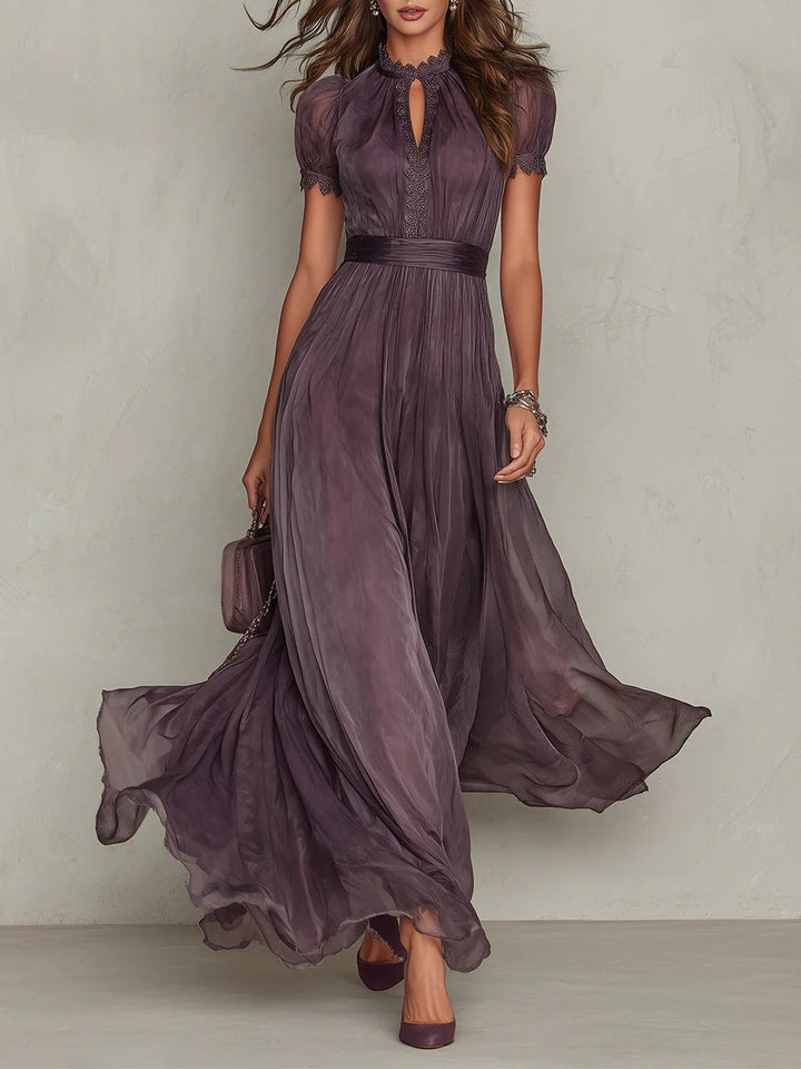 Women's Maxi Sundress | Keyhole Short Sleeve