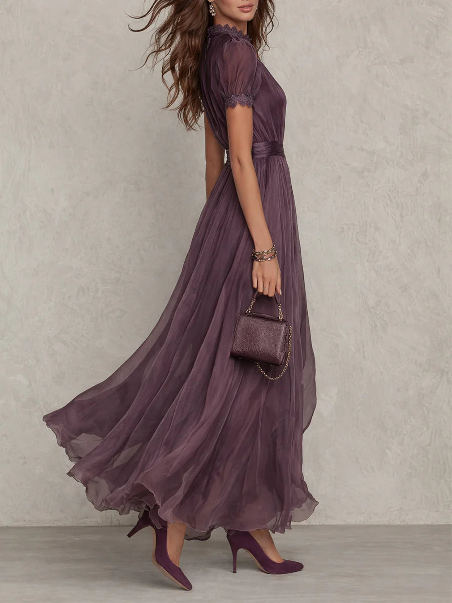 Women's Maxi Sundress | Keyhole Short Sleeve