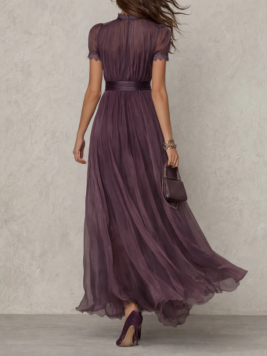 Women's Maxi Sundress | Keyhole Short Sleeve