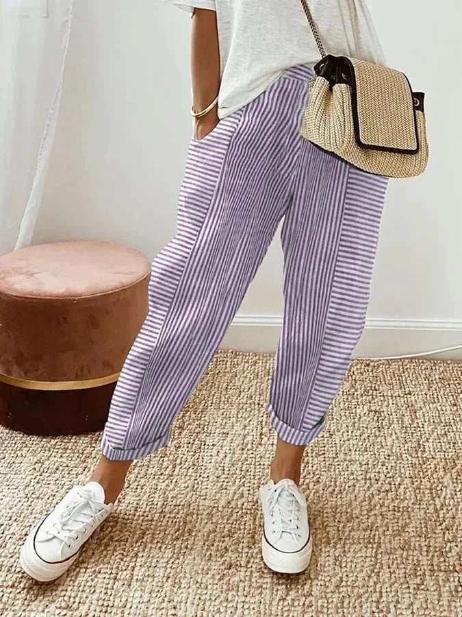 Women's Pants | Stripe Pattern Pocket