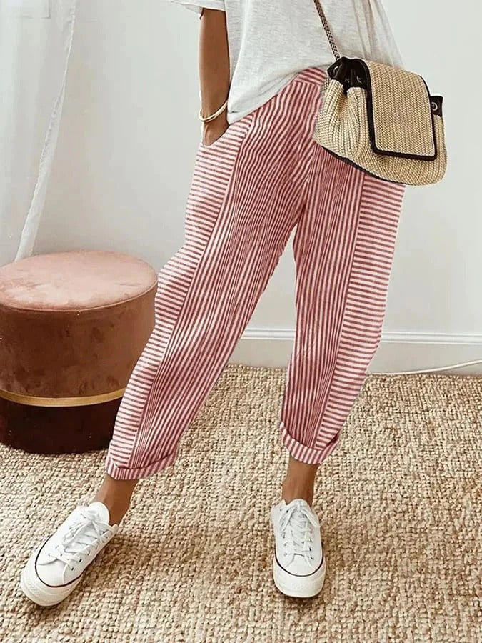 Women's Pants | Stripe Pattern Pocket